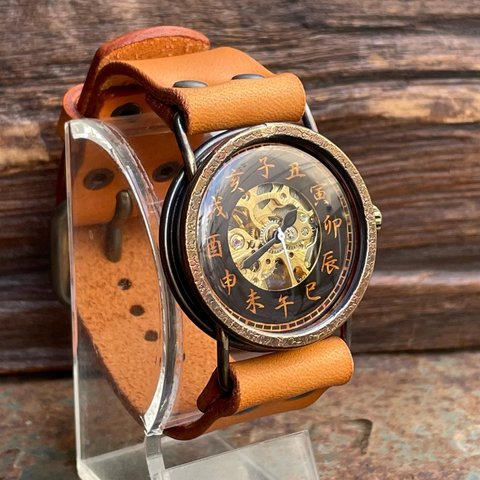 『漢字』◆真鍮製　手巻式手作り腕時計◆ LBM-2056-K