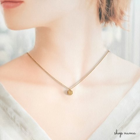 着けっぱなしok　ポコポコプレート　ネックレス　サージカルステンレス　Gold