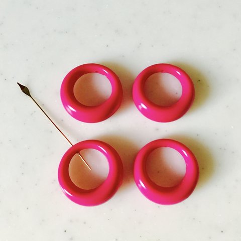 Vintage Hot Pink Round Top Hole Pendant Tops《6288》