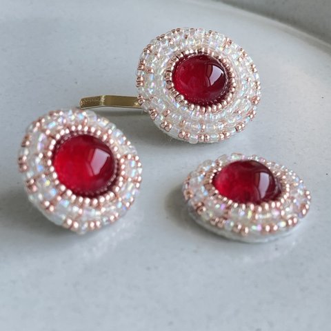 Dressy Red ポニーフック×ピアス/イアリングセット