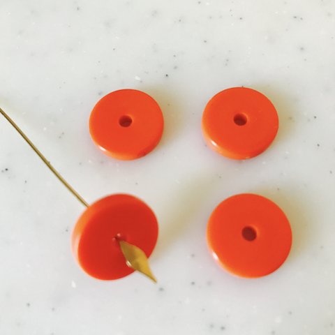 Vintage Orange Disc Beads 《6138》