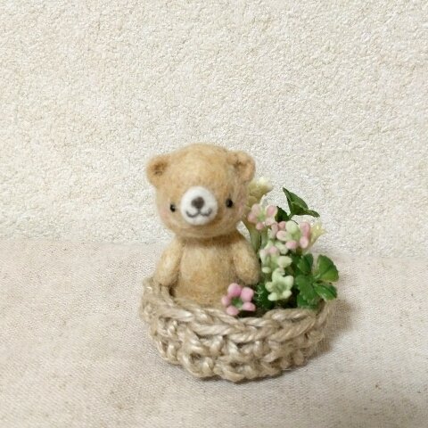 【SOLD OUT】ちっちゃな花くまちゃん〘うす茶系〙