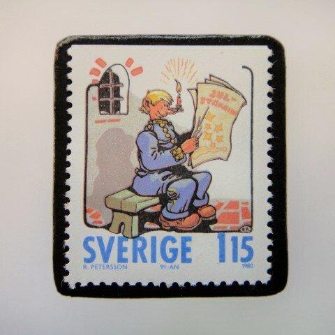 スウェーデン　漫画切手ブローチ　4720