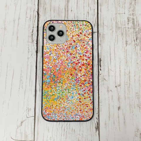 iphoneケース43 韓国 iphoneケース 強化ガラス おしゃれ 北欧 絵具の点描　レトロ　アイフォン　リバティ　かわいい　流行り iface