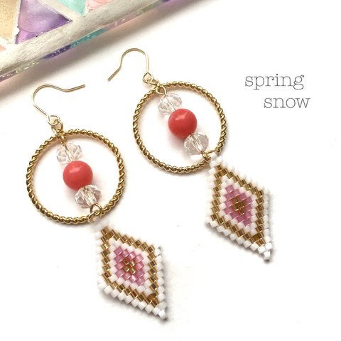 beads earrings（coral）