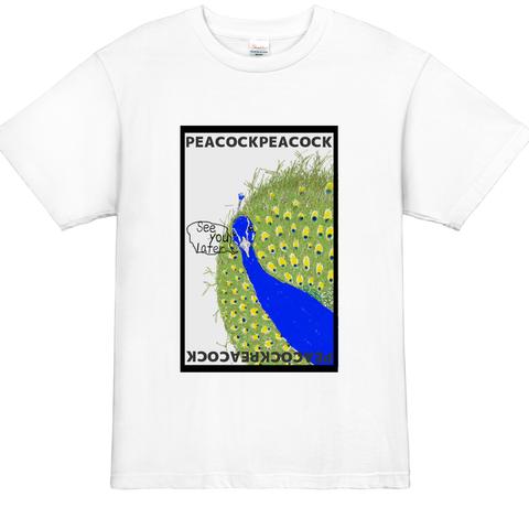 【残りS×2M×2L×1】[XYZOO]いってきますクジャクTシャツ(ホワイト)