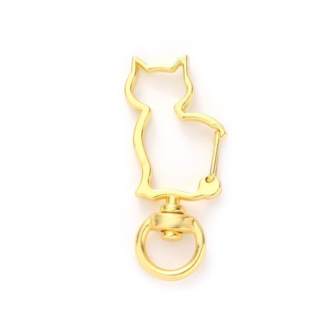 [a-00977-gld]キーホルダー ねこ バックル フック 猫 動物 [4個入] アクセサリー パーツ [ゴールド]