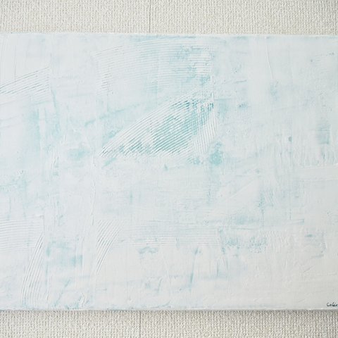 WHITE-N//キャンバス アクリル絵画 抽象画 インテリア モダンアート 白 ホワイト ブルー シンプル おしゃれ