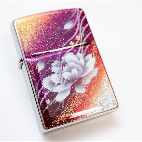 名入れ無料　ZIPPO 牡丹 金箔 ジッポ ライター 箱付き