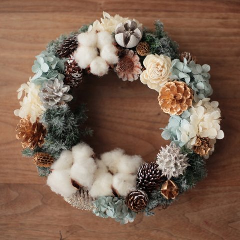 【再販】Christmas wreath〜white&blue❇︎Mサイズ