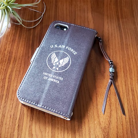 「U.S.AIR FORCE」手帳型スマホケース（iPhone・Android対応）#sc-0046-b【受注生産・通常5～6営業日発送】