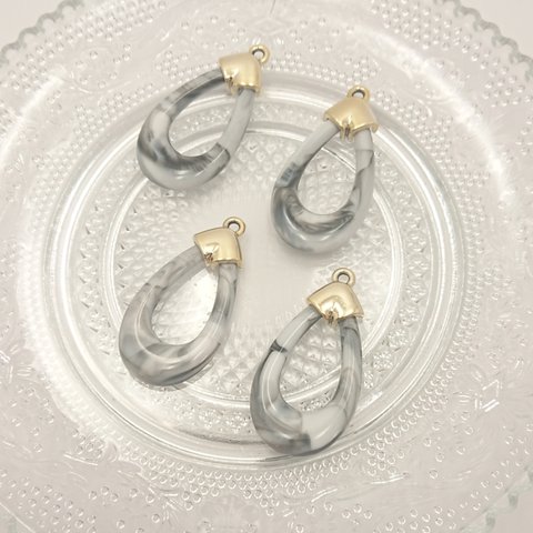 drop marble charm ４peace【gray】【E-048】