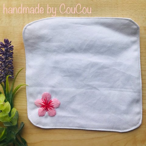 和刺繍・ミニハンカチ【桜】