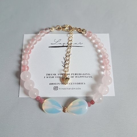 【♡天然石たっぷりのあま～いbracelet♡】K16GP 