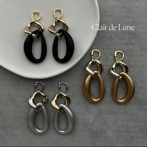 BIG matte oval pierce／earring