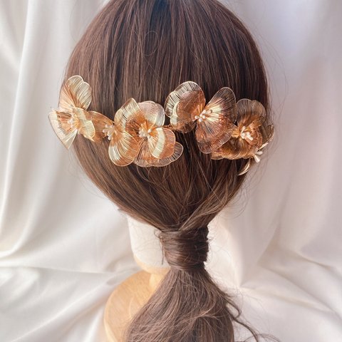 ばらのヘアコーム　4本セット　ヘアアクセサリー　フラワー　結婚式　ブライダル　前撮り　お呼ばれ　ヘアピバレッタ　和装　成人式　卒業式