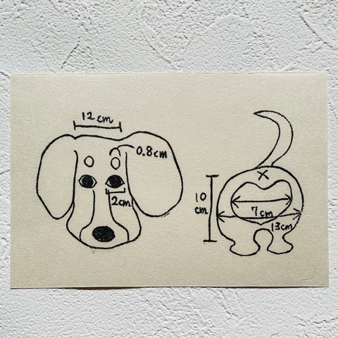 消しゴム版画／犬体測定②