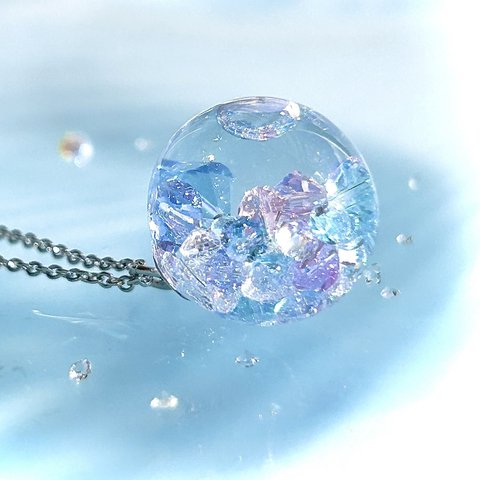 ✧*人魚姫の落し物ネックレス✧*紫陽花＊スノードーム＊