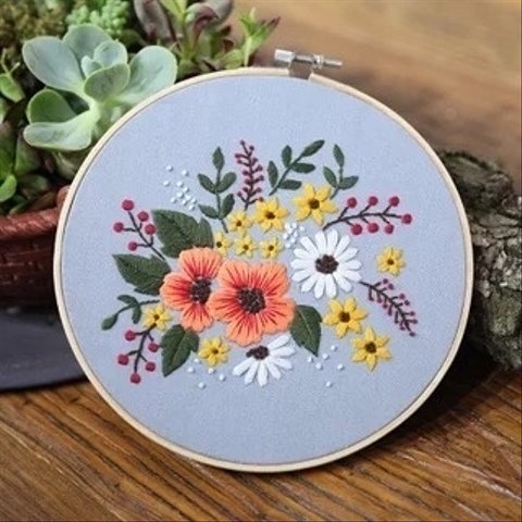 76花柄花模様　刺繍作成キット　お花シリーズ