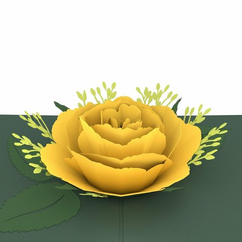 ポップアップグリーティングカード　Yellow Rose Bloom