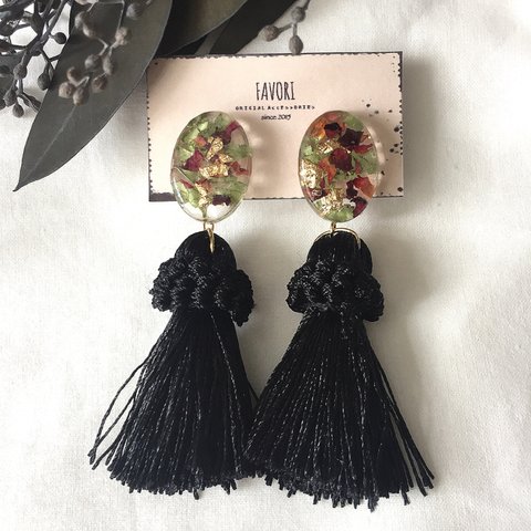 botanical tassel black／大ぶり