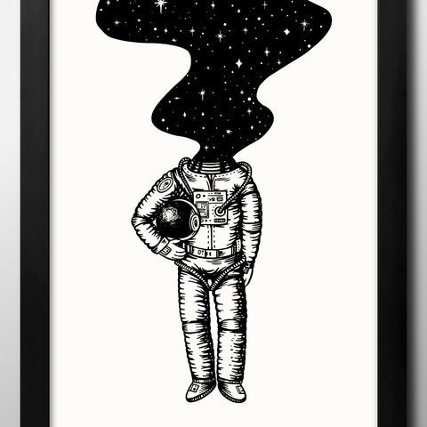 12029■A3アートポスター『宇宙飛行士　NASA』絵画/イラスト/デザイン/上級マット紙採用/北欧