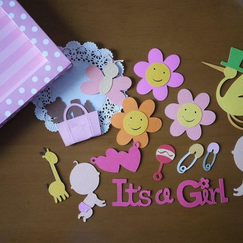 【送料無料】ダイカット＋フレームセット＊baby girl＊