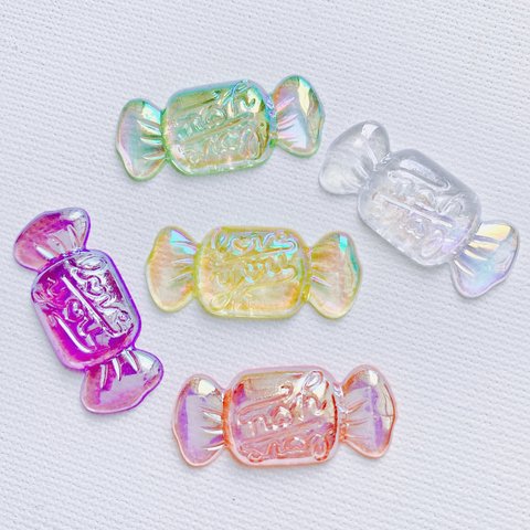 【5pcs】キラキラ　キャンディー　デコパーツ  カボション  お菓子