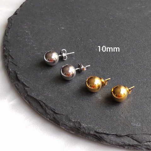 #83　stainless　ボールピアス　ゴールド　シルバー　10mm　韓国　ステンレス　スタッド　可愛い　おしゃれ　シンプル　小ぶり　レディース　メンズ　アレルギー対応