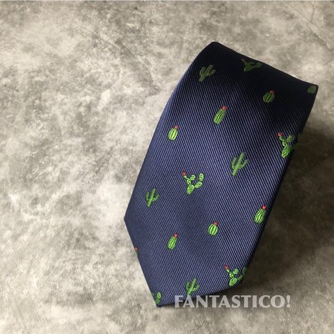 【僕の好きなことネクタイ】♪刺繍ネクタイ♪サボテン　カクタス 多肉 ベランダー男子 メキシコ 観葉植物