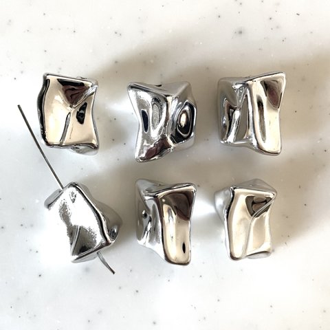 Silver Mirror Irregular Rectangular Beads