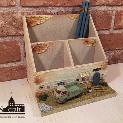 miniature house pencil holder