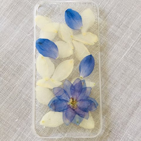 押し花 スマホケース デルフィニウム 190809