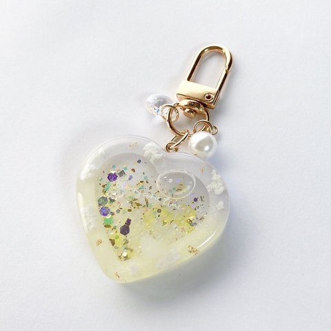 [4月26日販売]Clouds heart shaker keychain(bluegray×yellow)