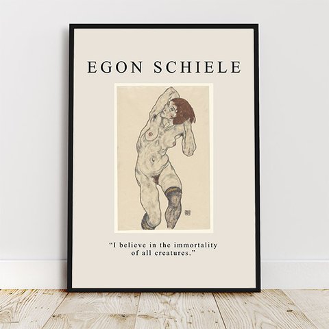 エゴンシーレ "Nude in Black Stockings" / アートポスター 写真 絵画 アート egon schiele オーストリア画家 女性の絵