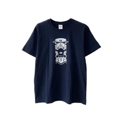 【金太郎Ｔシャツ】　手刷り　【金太郎　の　巨鯉】　紺　大人サイズ（Ｍ Ｌ寸）