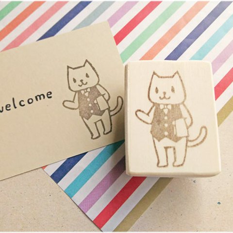 猫の給仕さんはんこ【送料無料】