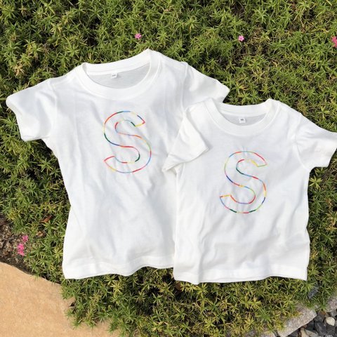イニシャル刺繍Teeシャツ（８０〜１００）