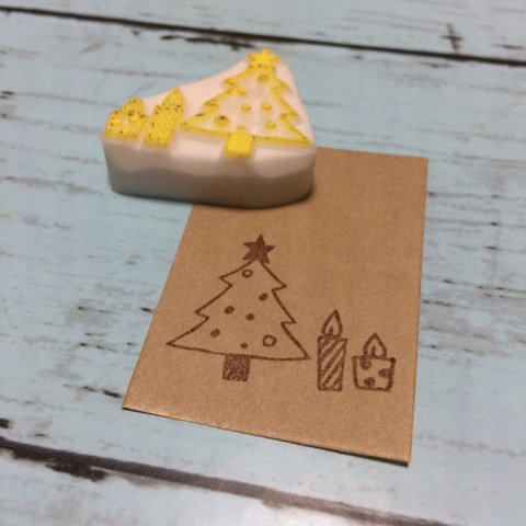 クリスマスツリーとろうそくのはんこ