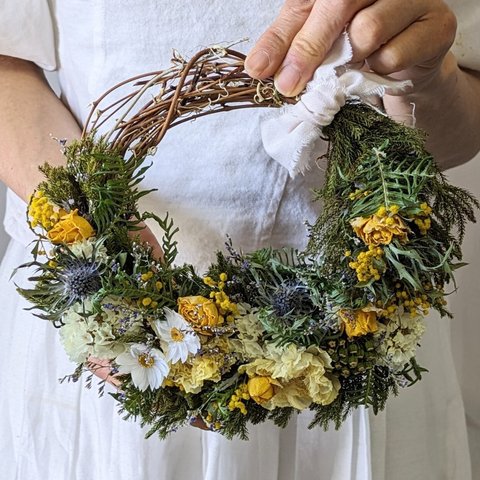 新作2024母の日ギフト　　yellow　flower Wreathビタミンカラー　新築祝い　母の日　誕生日