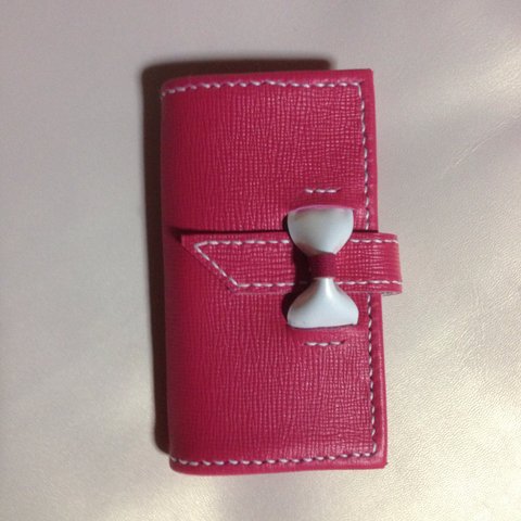 本革手縫いiPhone5.6・XperiaZ3ケース.ピンク