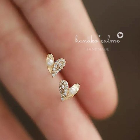 新作　新色追加　2カラー　シンプル　高品質　繊細　 　上品　人気　大人女子　欲張り　ハート　18k　silve925 　おすすめ　ピアス