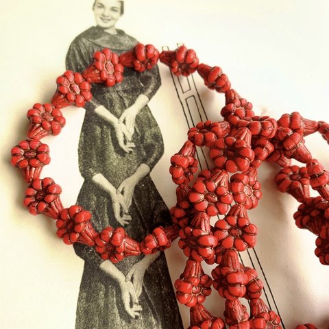 再販【10コセット】JIRI＊IVANA#czech beads#チェコビーズflower13✖️11㎜ red/copper