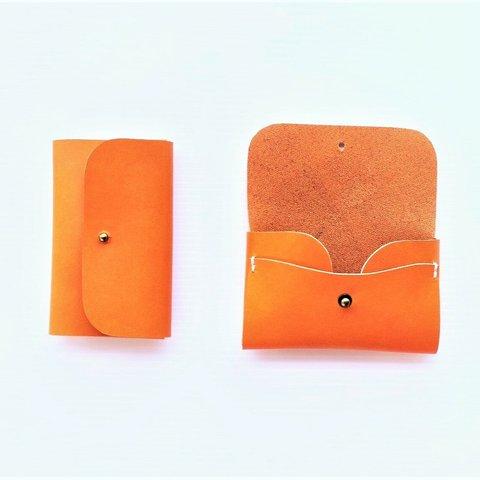  ✻　名刺入れ　カードケース　✻ 　牛革　✻　濃キャメルオレンジ色　✻ 　✻⑧✻
