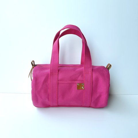 帆布Drum bag  Pink筒型バッグ(中ピンク)