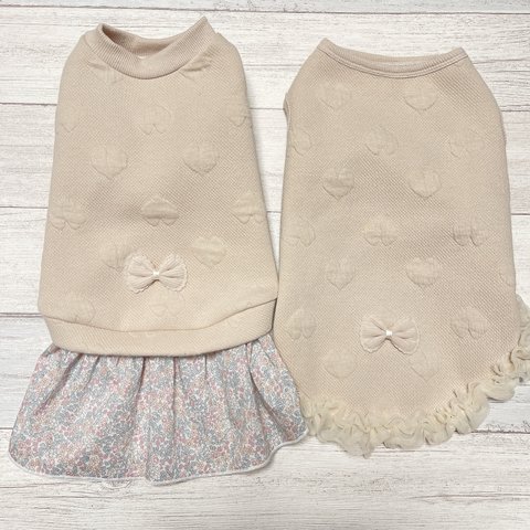 犬服★　ぽこぽこハート　フリル　タンク　ダックス　リバティ