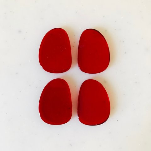 Clear Red Distorted Oval Cabochons