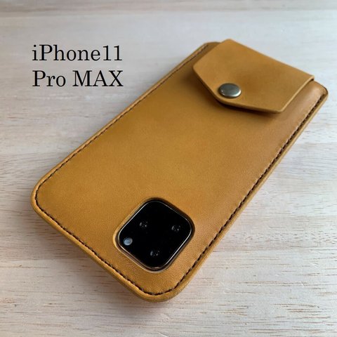 iPhone11 Pro MAX カバー ケース　【名入れ・選べる革とステッチ】