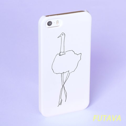 ＊つま先 ダチョウ＊ スマホケース 白 機種選べます エミュー トリ 鳥 シンプル 可愛い iPhone Android