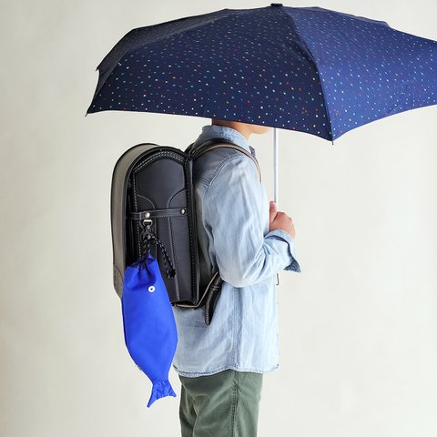 通学にも◎さかな折りたたみ傘入れ 【ブルー】